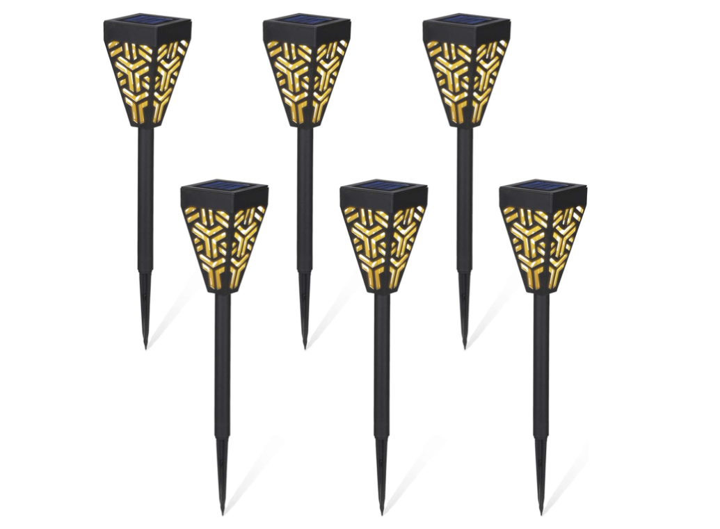 Set 6 lampi solare decorative pentru gradina alb cald model triunghi